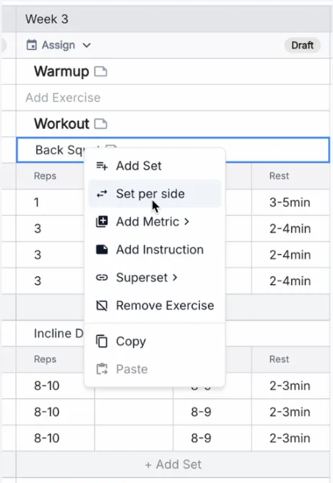 Create a Workout in a Training Block
