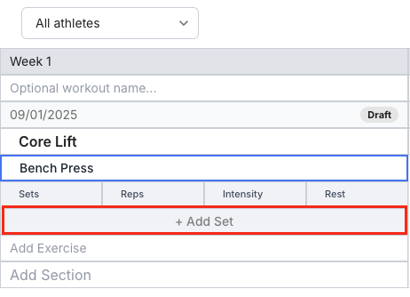 Create a Workout in a Training Block