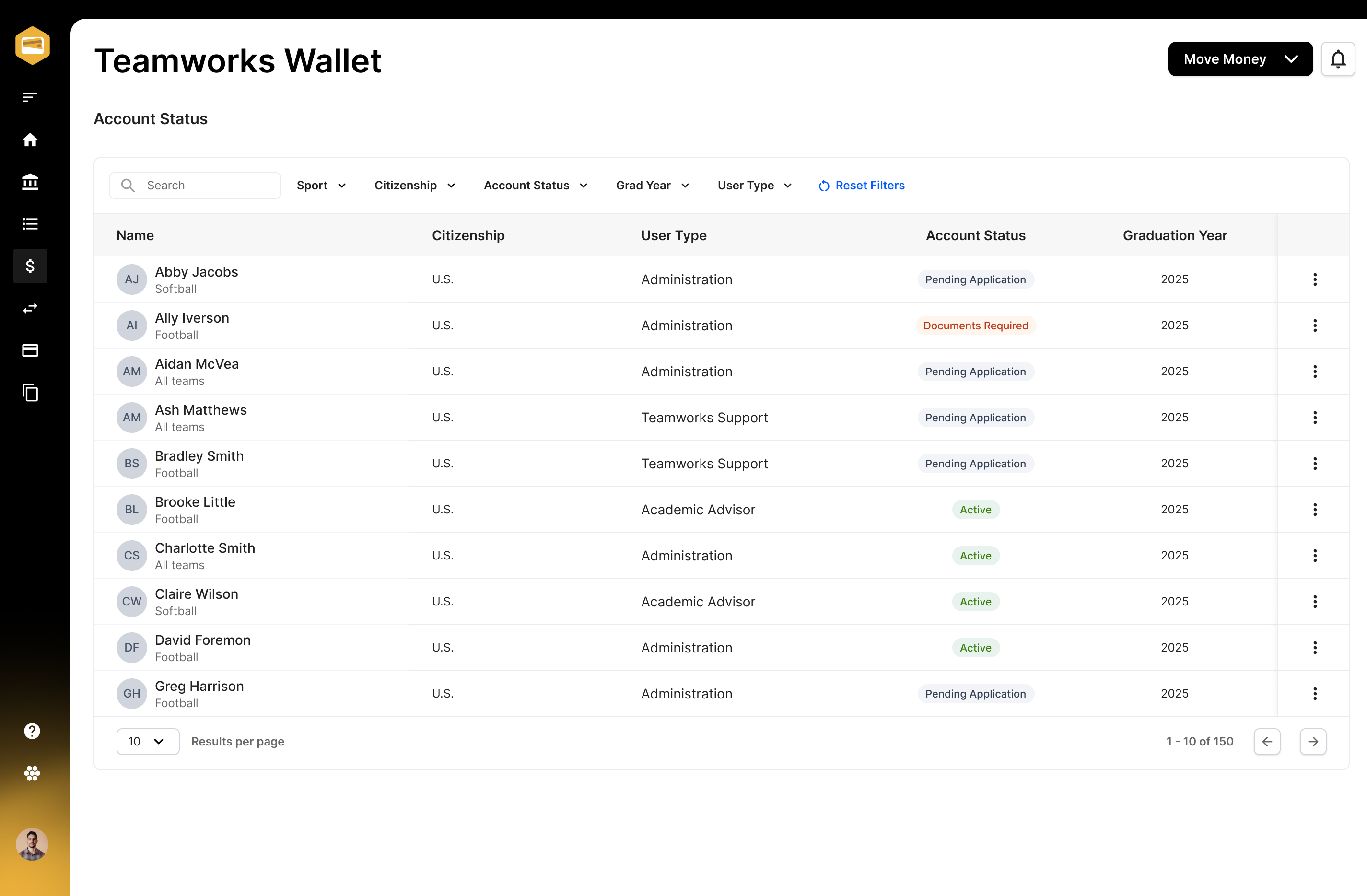 View Wallet Account Statuses